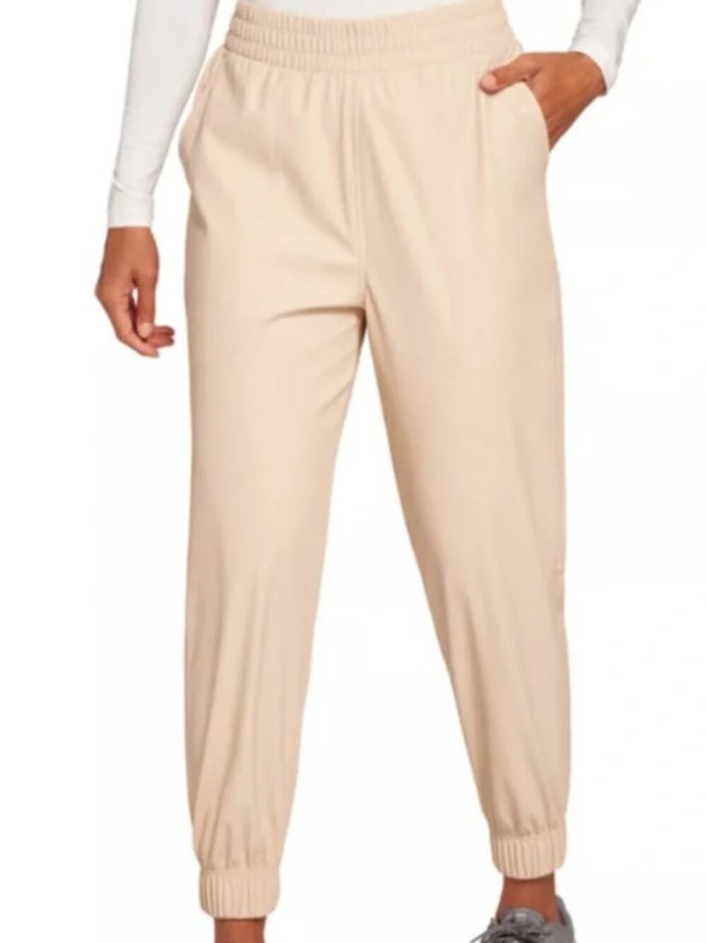 CALIA Womens Barely Khaki Ath-Leather Jogger Pants